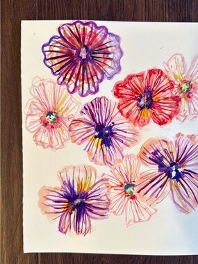 Hand-Painted Floral Watercolor Art in Pink and Purple